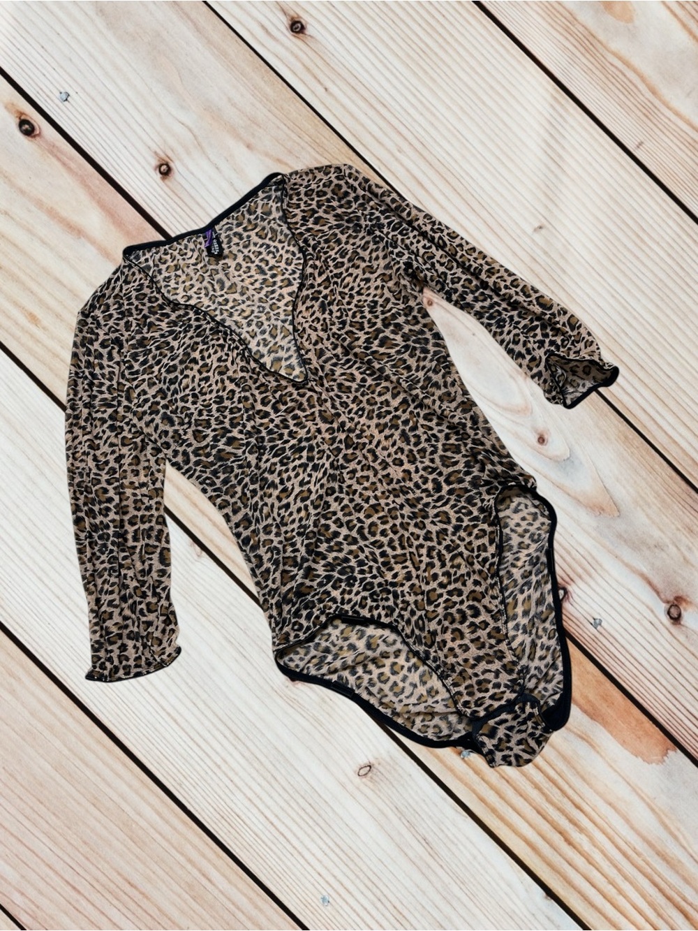 Maison Close M leopard print mesh bodysuit